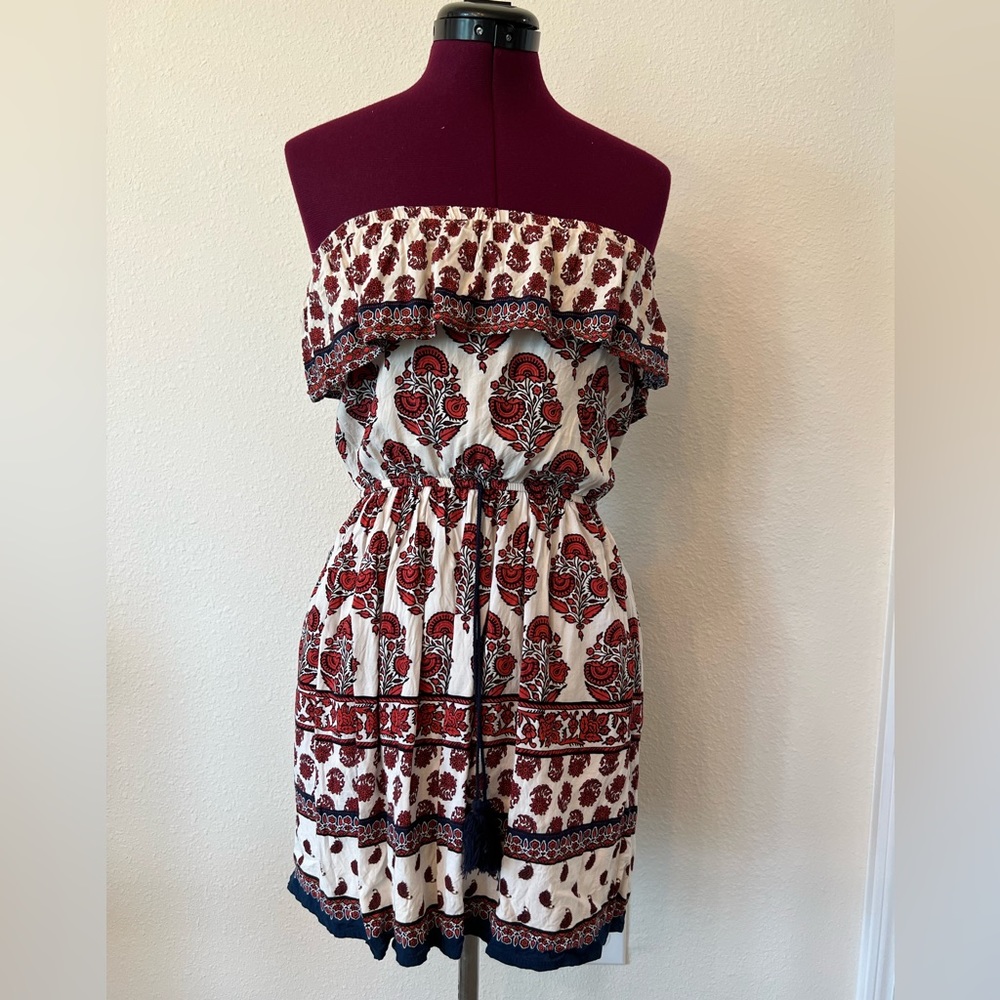 Strapless paisley dress